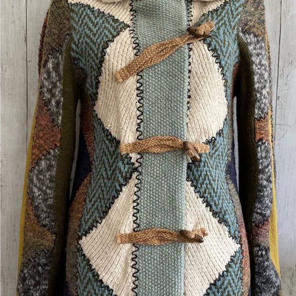 Anthropologie Motif Harlequin Patchwork Sweater Jacket - Picture 6 of 16